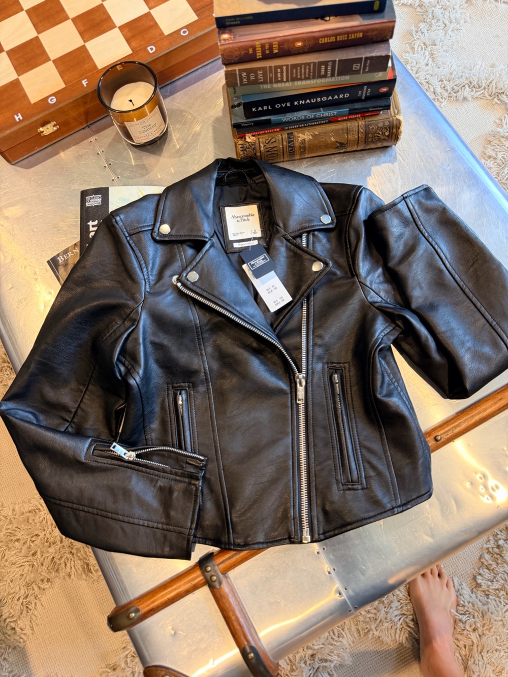 NWT! Abercrombie & Fitch womens vegan leather jacket